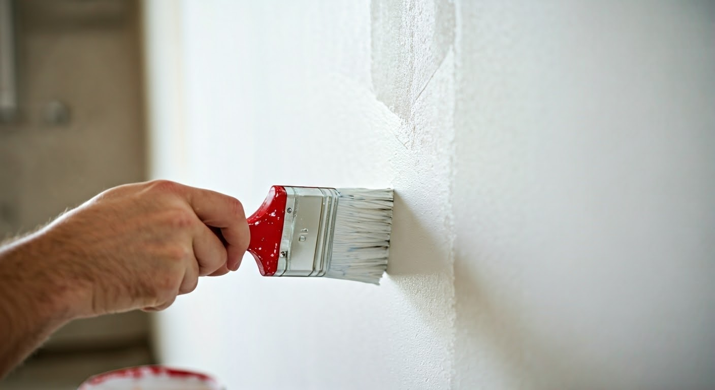 Painter applying paint to a wall.